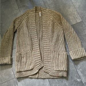 Free People XS Blossom Cardi Ribbed Knit Sweater Cardigan Ivy Earth Combo Green